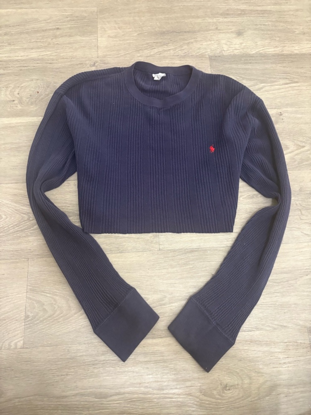 Ralph Lauren navy blue long sleeve crop top